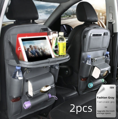 PU Leather Car Storage Bag Multifunction Seat Back Tray Hanging Bag Waterproof Car Organizer Automotive Interior Accessories - Rendtronics