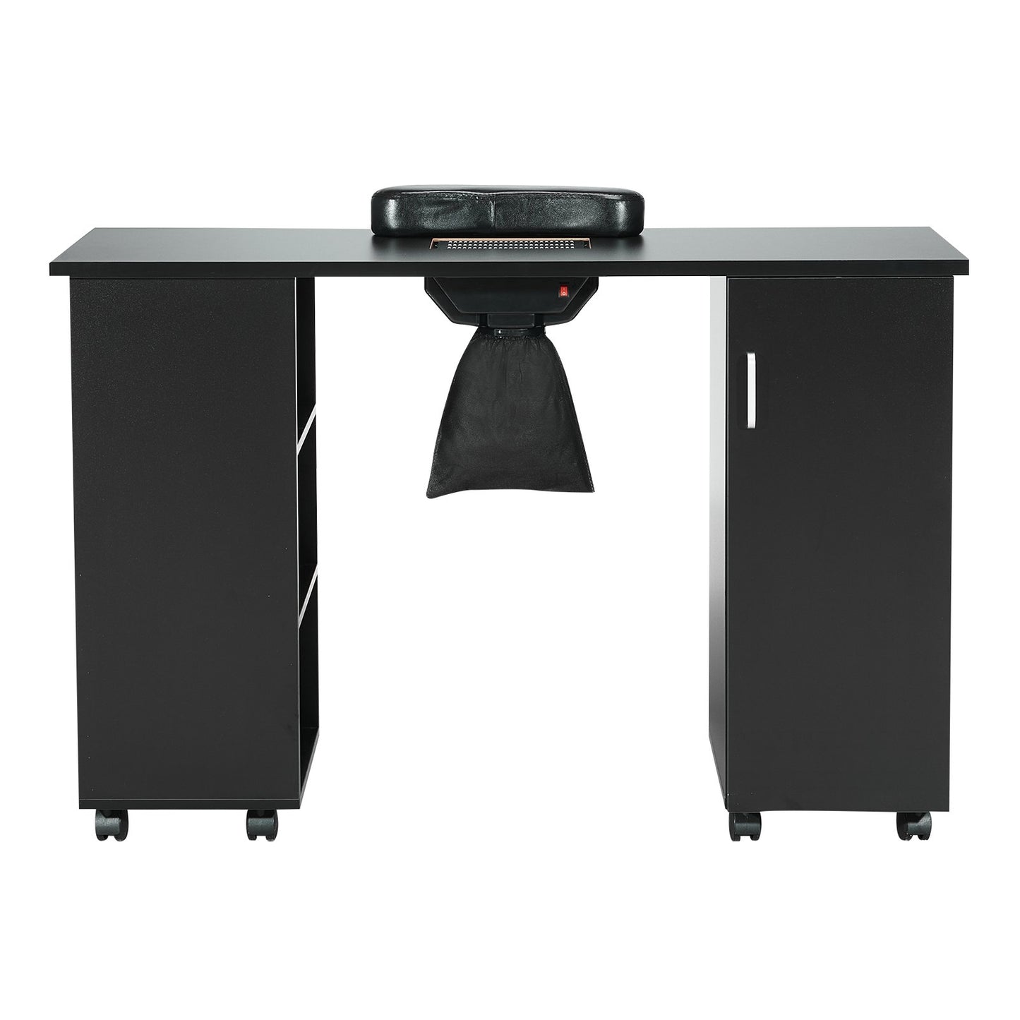 VEVOR Manicure Table, Nail Table Station With Electric Dust Collector, Moveable Nail Tech Desk With 8 Wheels  4 Lockable , 3 Dust Bag & Wrist Rest, MDF Nail Art Workstation For Spa Beauty Salon, Black - Rendtronics