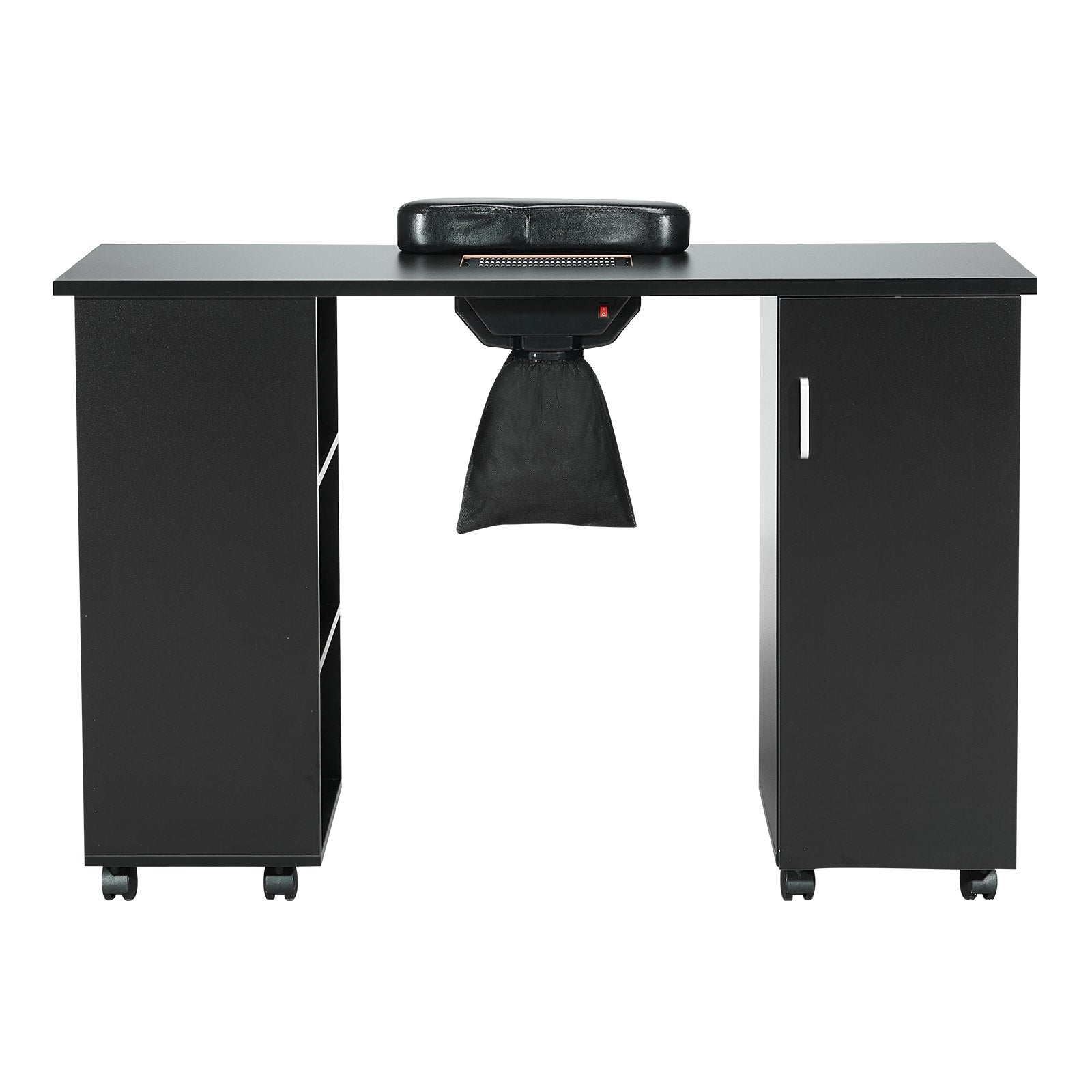 VEVOR Manicure Table, Nail Table Station With Electric Dust Collector, Moveable Nail Tech Desk With 8 Wheels  4 Lockable , 3 Dust Bag & Wrist Rest, MDF Nail Art Workstation For Spa Beauty Salon, Black - Rendtronics