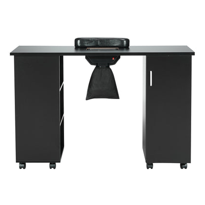 VEVOR Manicure Table, Nail Table Station With Electric Dust Collector, Moveable Nail Tech Desk With 8 Wheels  4 Lockable , 3 Dust Bag & Wrist Rest, MDF Nail Art Workstation For Spa Beauty Salon, Black - Rendtronics