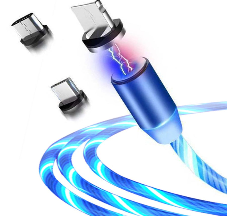 Compatible with Apple, Flowing Ligh Magnetic Streamer Data Line Cable for Iphone Android Typec - Rendtronics