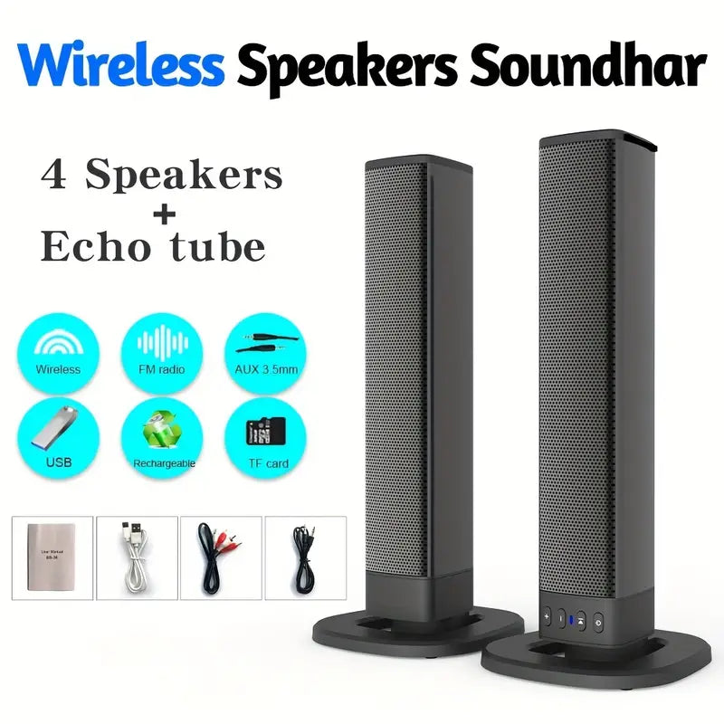 20W 3D Home Theater Stereo Surround Wireless Speaker - Black by TM