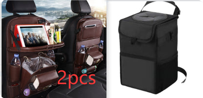 PU Leather Car Storage Bag Multifunction Seat Back Tray Hanging Bag Waterproof Car Organizer Automotive Interior Accessories - Rendtronics