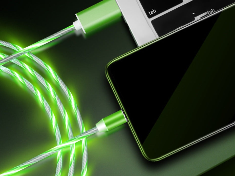 Compatible with Apple, Flowing Ligh Magnetic Streamer Data Line Cable for Iphone Android Typec - Rendtronics