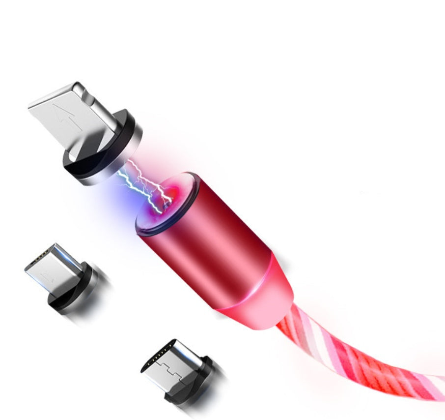 Compatible with Apple, Flowing Ligh Magnetic Streamer Data Line Cable for Iphone Android Typec - Rendtronics