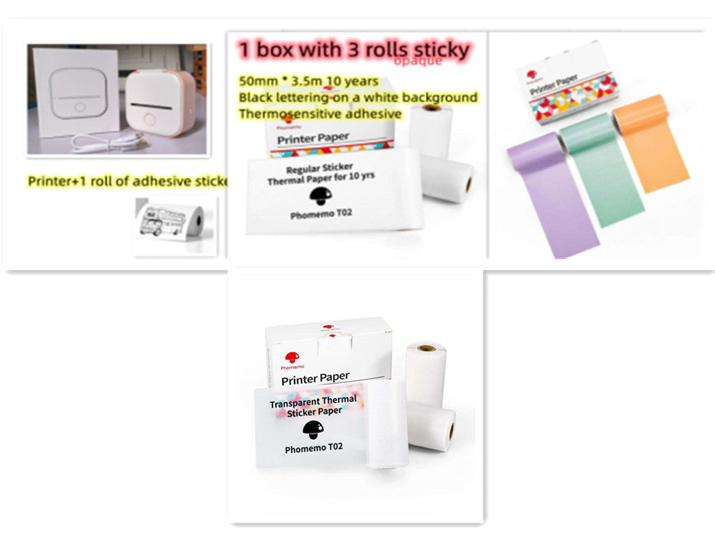 Portable Mini Thermal Label Printer Home Photo Printer Student Wrong Question Printer Bluetooth-compatible Mini Label Printer Price Tag - Rendtronics