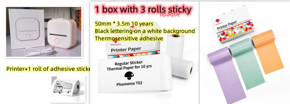 Portable Mini Thermal Label Printer Home Photo Printer Student Wrong Question Printer Bluetooth-compatible Mini Label Printer Price Tag - Rendtronics