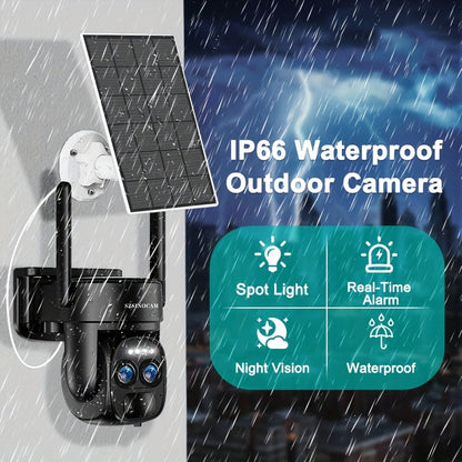 Dual-Lens Solar Security Camera with 8X Zoom by TM