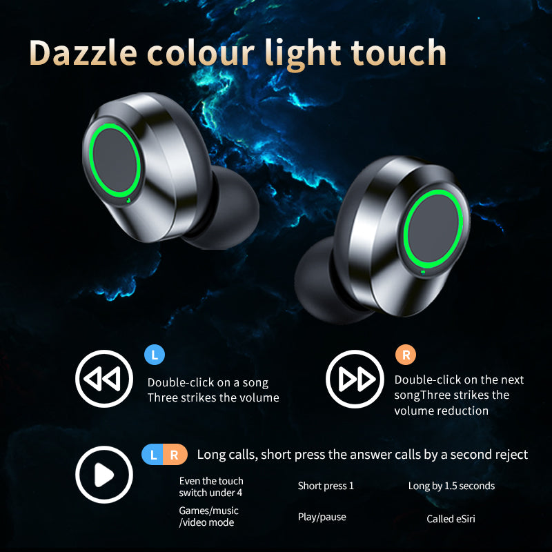 YD03 Wireless Bluetooth-compatible Headset TWS Large Screen Smart Digital Display In Ear Breathing Light - Rendtronics