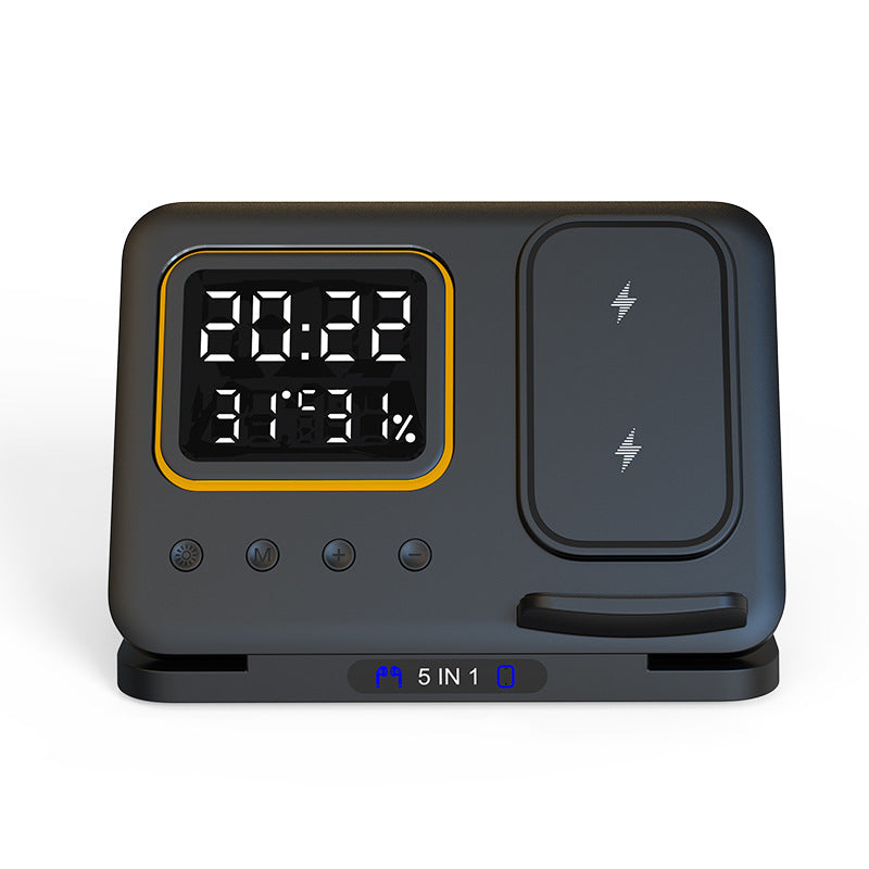 15W Wireless Chargers Stand 5 In1 LED Digital Alarm Clock Fast Charging Dock Station - Rendtronics