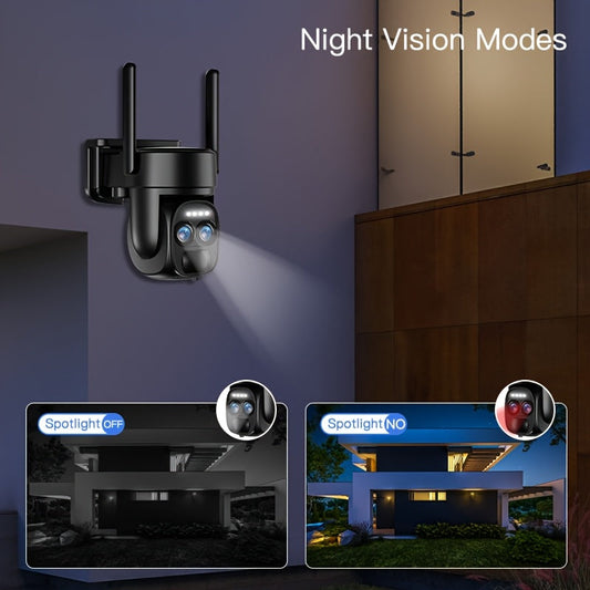 Dual-Lens Solar Security Camera with 8X Zoom by TM