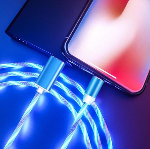 Compatible with Apple, Flowing Ligh Magnetic Streamer Data Line Cable for Iphone Android Typec - Rendtronics