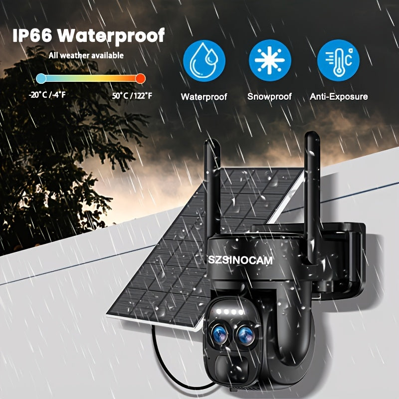 Dual-Lens Solar Security Camera with 8X Zoom by TM