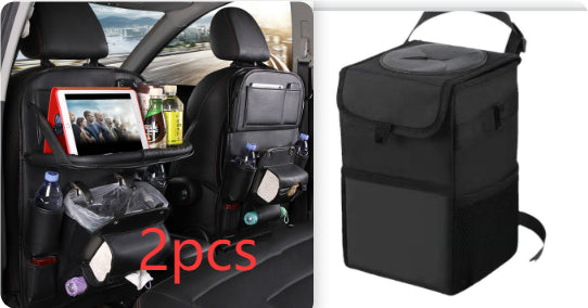 PU Leather Car Storage Bag Multifunction Seat Back Tray Hanging Bag Waterproof Car Organizer Automotive Interior Accessories - Rendtronics