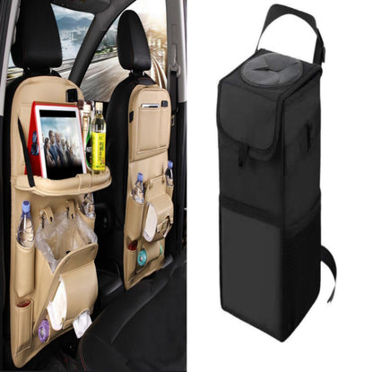 PU Leather Car Storage Bag Multifunction Seat Back Tray Hanging Bag Waterproof Car Organizer Automotive Interior Accessories - Rendtronics