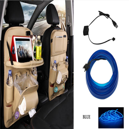PU Leather Car Storage Bag Multifunction Seat Back Tray Hanging Bag Waterproof Car Organizer Automotive Interior Accessories - Rendtronics