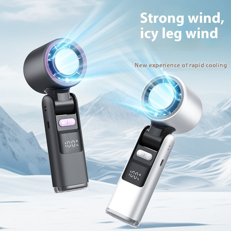 Turbos Chilled Ice Sensation Cold Fan Super Mini Turbos Speed Fan USB Powered Digital Display For Outdoor Camping Travel - Rendtronics