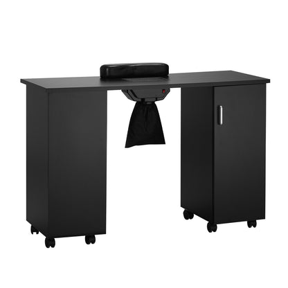 VEVOR Manicure Table, Nail Table Station With Electric Dust Collector, Moveable Nail Tech Desk With 8 Wheels  4 Lockable , 3 Dust Bag & Wrist Rest, MDF Nail Art Workstation For Spa Beauty Salon, Black - Rendtronics