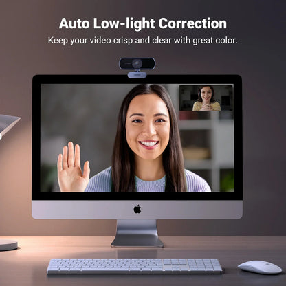 1080P HD Webcam Dual Mics Auto Light Correction Black by OBA