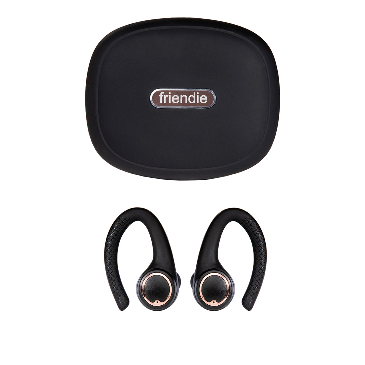 AIR Active 2.0 Matte Black Rose Gold Sport Earbuds (In Ear Wireless Headphones) by Friendie Audio Pty Ltd