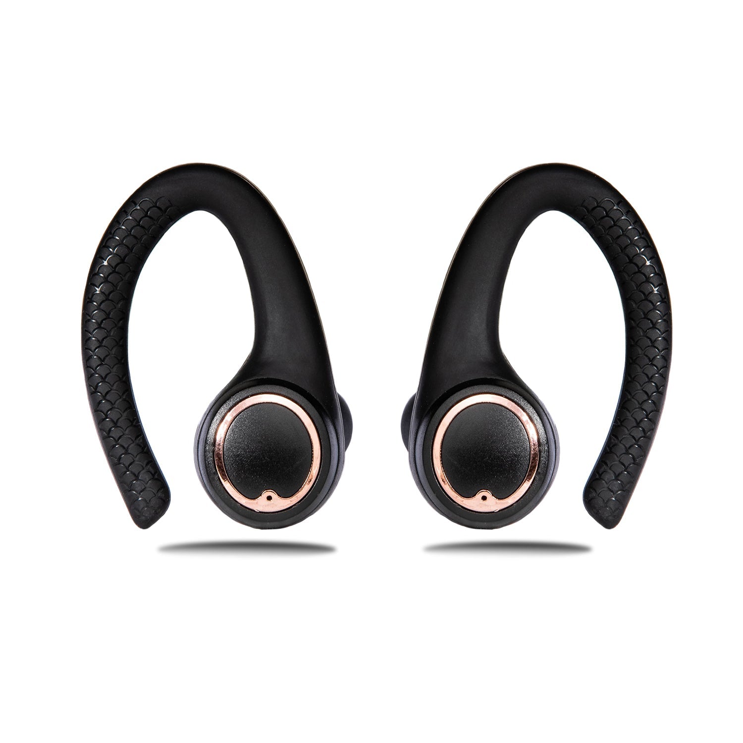AIR Active 2.0 Matte Black Rose Gold Sport Earbuds (In Ear Wireless Headphones) by Friendie Audio Pty Ltd