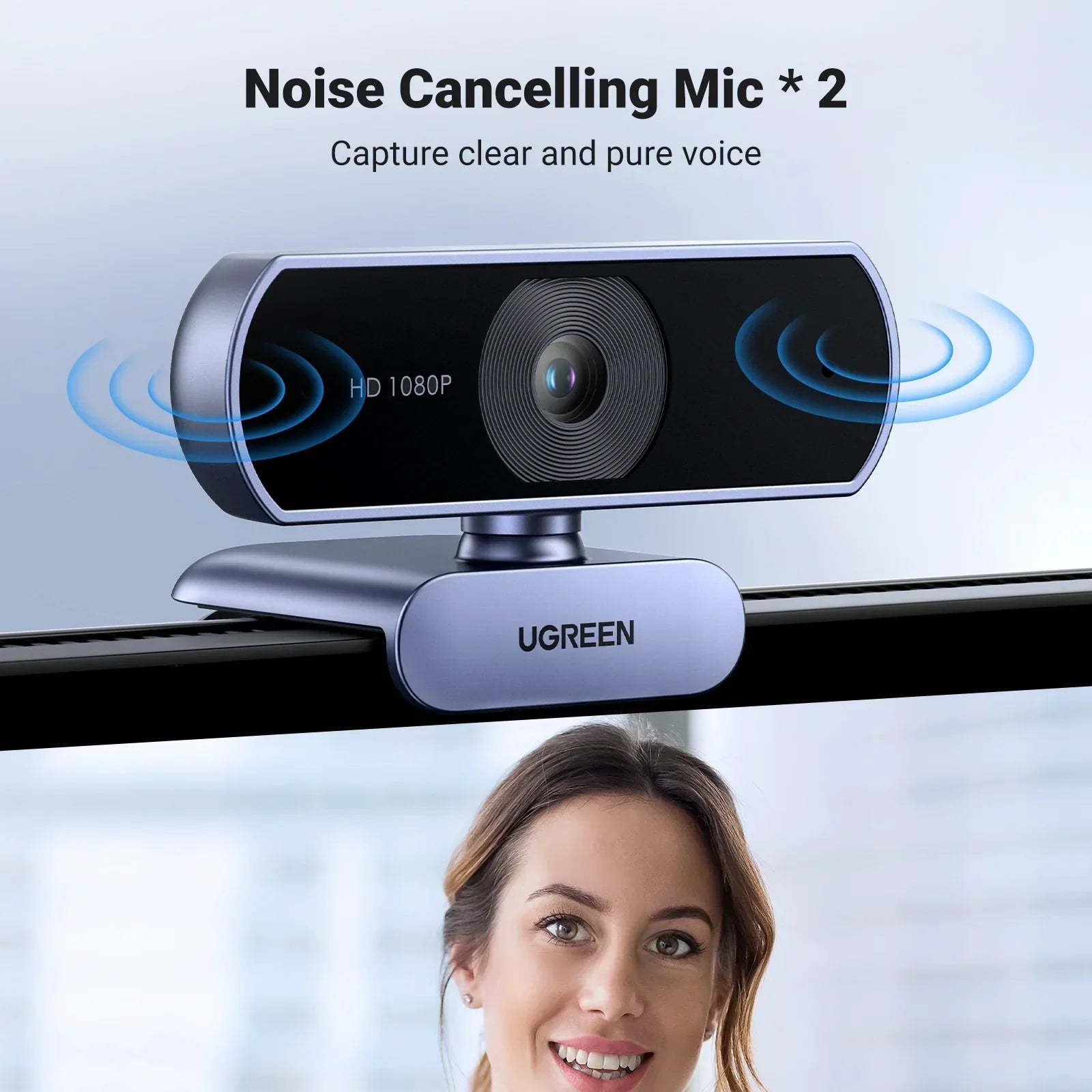 1080P HD Webcam Dual Mics Auto Light Correction Black by OBA