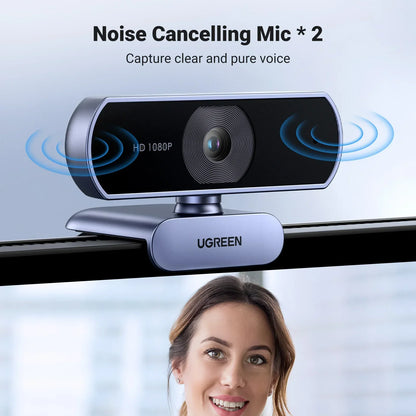 1080P HD Webcam Dual Mics Auto Light Correction Black by OBA