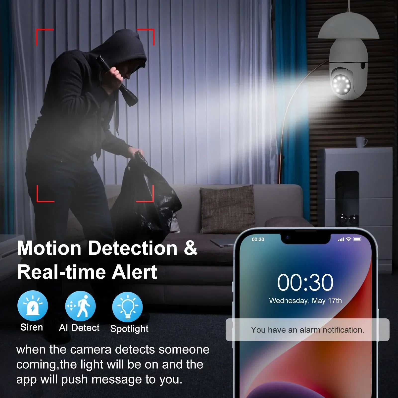 E27 Wifi Camera Bulb 3MP with Night Vision by OBA