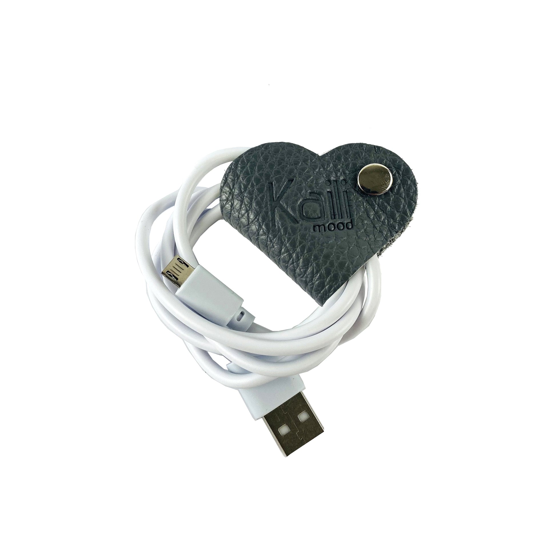 K0039FB | Heart Winder Made in Italy Genuine Full Grain Leather, Dollar Grain - Grey Color - Size: 5 x 8 x 0.5 cm - Package: Hard Bottom/Lid Gift Box by Kaili mood