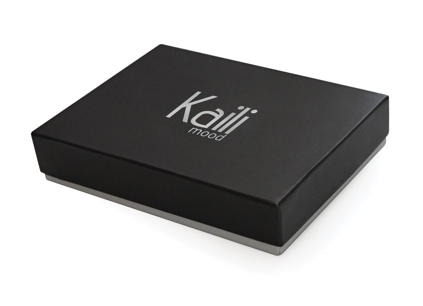 K0039FB | Heart Winder Made in Italy Genuine Full Grain Leather, Dollar Grain - Grey Color - Size: 5 x 8 x 0.5 cm - Package: Hard Bottom/Lid Gift Box by Kaili mood