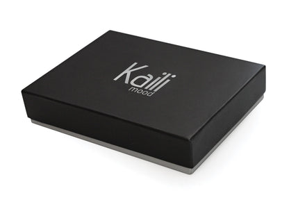K0039FB | Heart Winder Made in Italy Genuine Full Grain Leather, Dollar Grain - Grey Color - Size: 5 x 8 x 0.5 cm - Package: Hard Bottom/Lid Gift Box by Kaili mood
