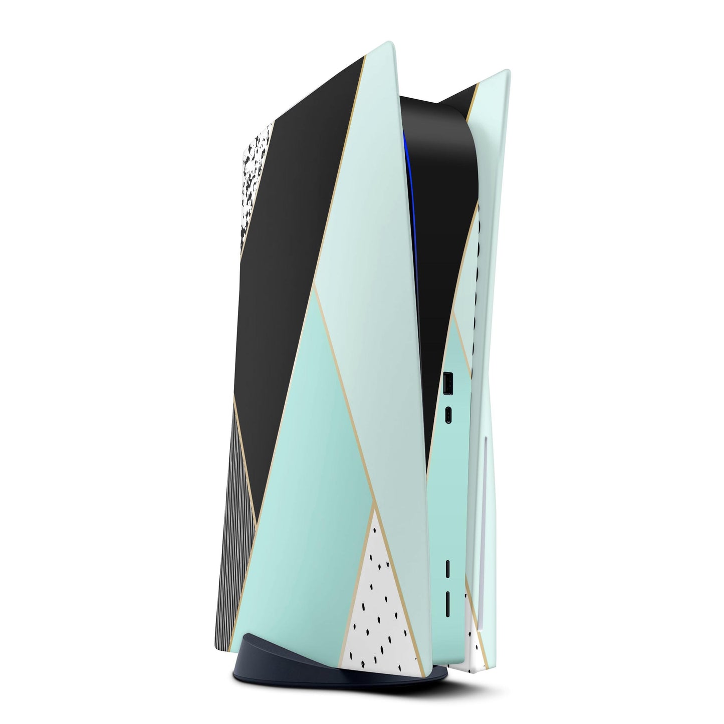 Minimalistic Mint and Gold Striped V1 - Full Body Skin Decal Wrap Kit
