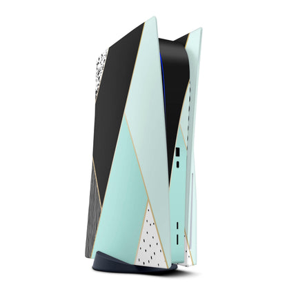 Minimalistic Mint and Gold Striped V1 - Full Body Skin Decal Wrap Kit