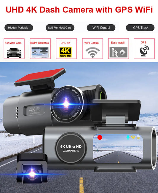 4K UHD Dual Lens Dash Cam Front Rear Night Vision Black by OBA