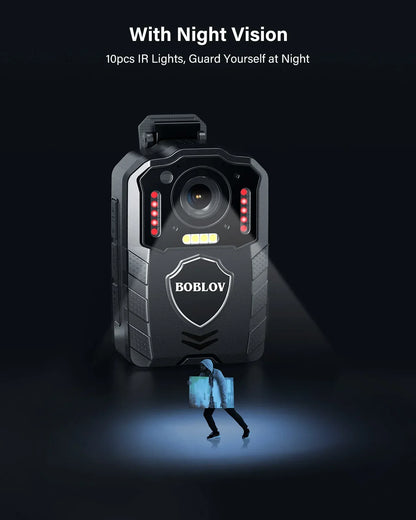 1080P Body Camera with 13-Hour Recording 64GB Black by OBA