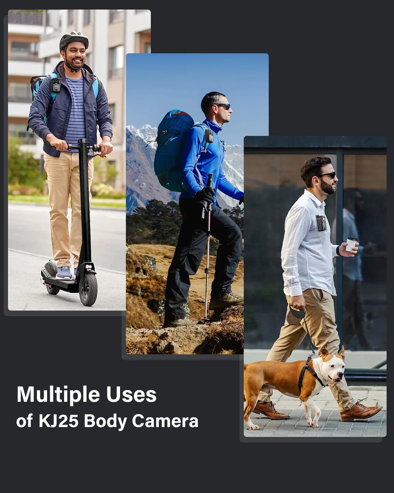 1080P Body Camera with 13-Hour Recording 64GB Black by OBA