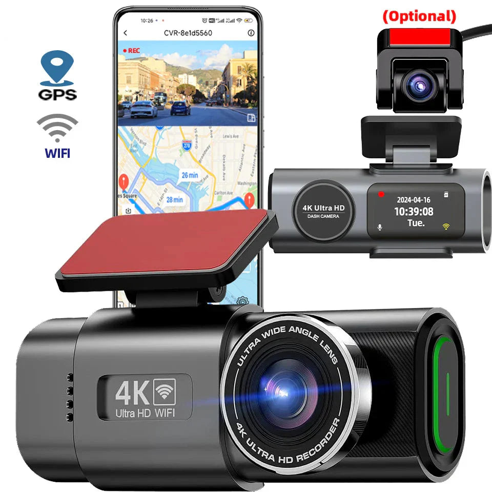 Dash Cam 4K Uhd Doppia Lente Visione — Registra tutto, sempre