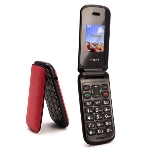 Returned Resale - TTfone TT140 Red Flip Folding Phone with USB Cable, Vodafone Pay As You Go by TTfone