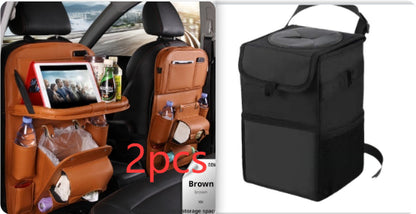 PU Leather Car Storage Bag Multifunction Seat Back Tray Hanging Bag Waterproof Car Organizer Automotive Interior Accessories - Rendtronics