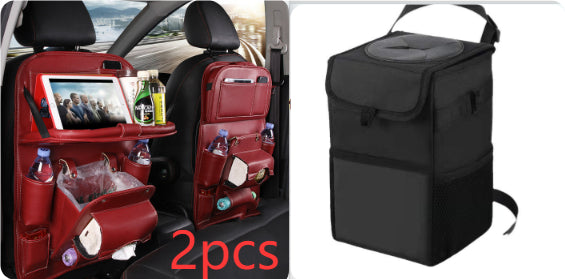 PU Leather Car Storage Bag Multifunction Seat Back Tray Hanging Bag Waterproof Car Organizer Automotive Interior Accessories - Rendtronics