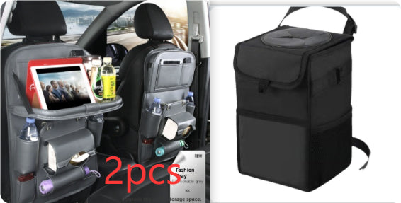 PU Leather Car Storage Bag Multifunction Seat Back Tray Hanging Bag Waterproof Car Organizer Automotive Interior Accessories - Rendtronics