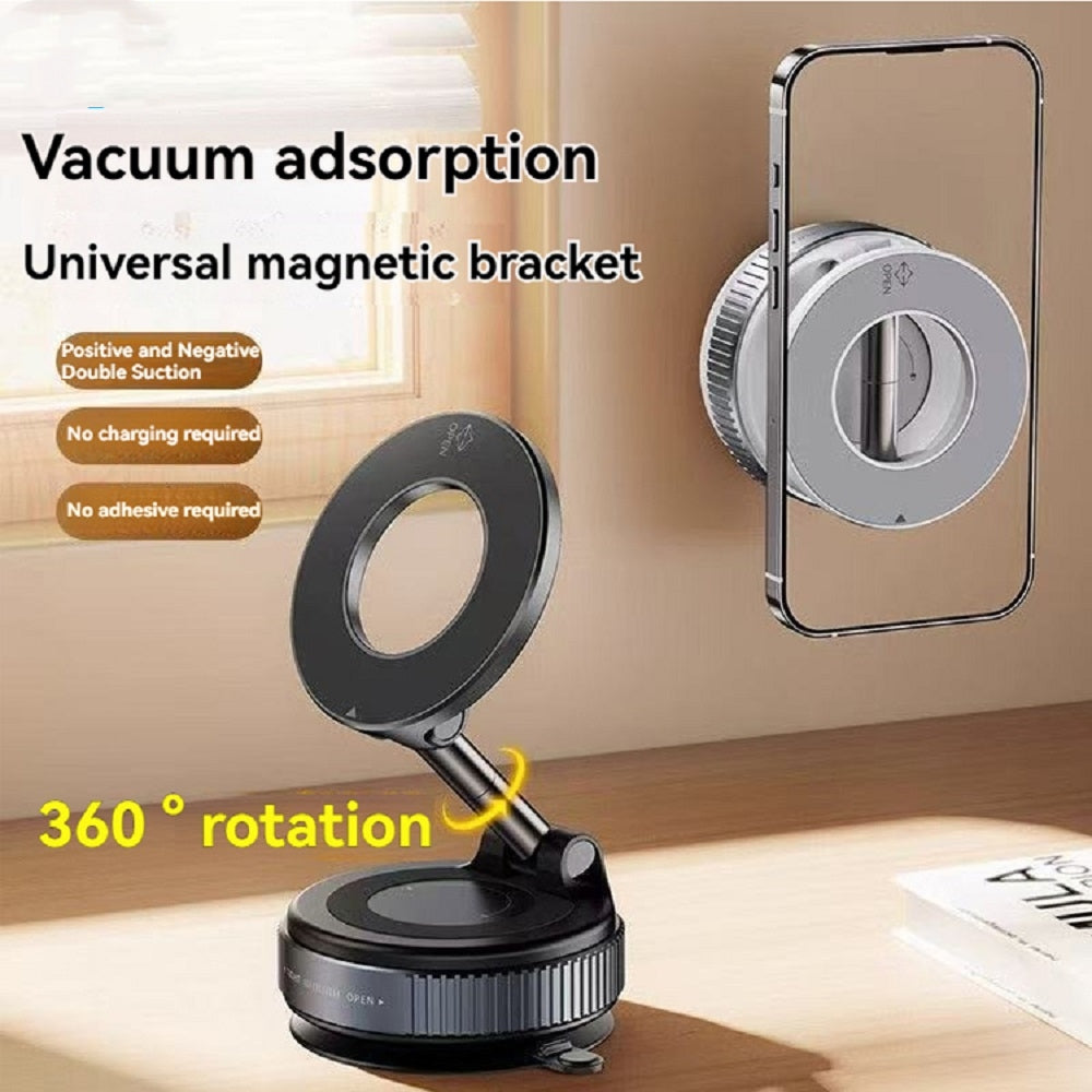 Magnetic Phone Holder With Vacuum Suction Foldable Adjustable Car Mount Magnetic Bracket Suction Nonslip For Busy Commuters - Rendtronics