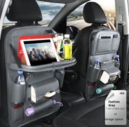 PU Leather Car Storage Bag Multifunction Seat Back Tray Hanging Bag Waterproof Car Organizer Automotive Interior Accessories - Rendtronics