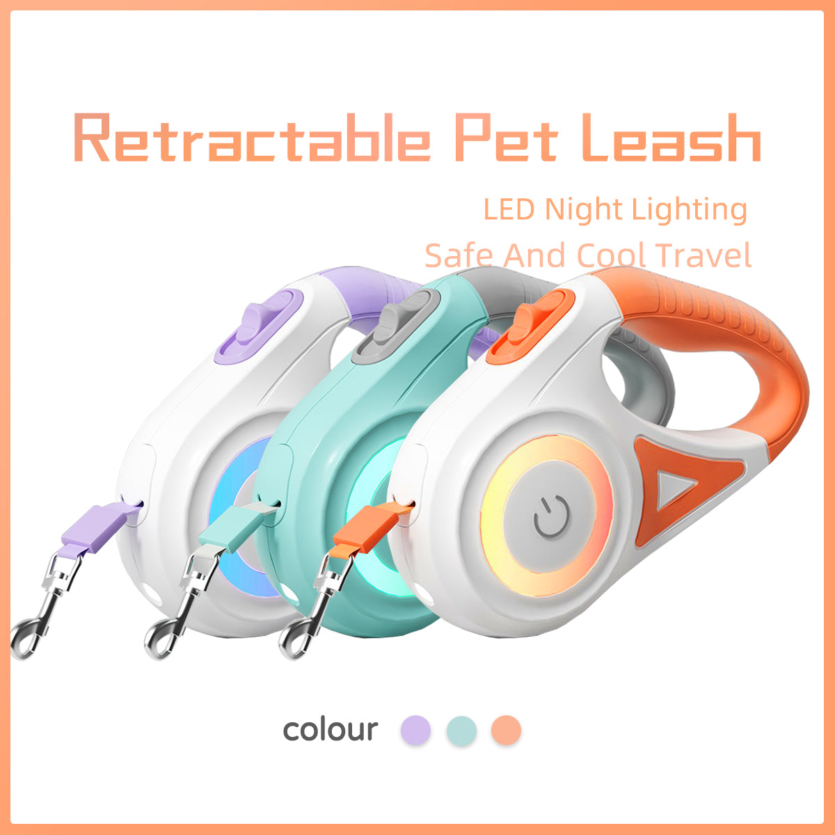 Guinzaglio Retrattile con Luce LED per Cani - Rendtronics