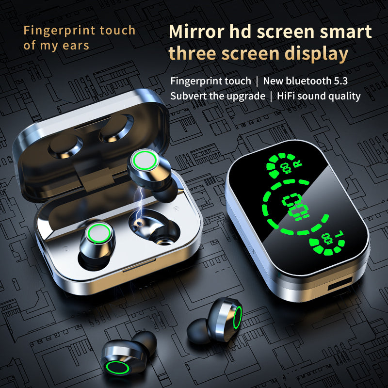 YD03 Wireless Bluetooth-compatible Headset TWS Large Screen Smart Digital Display In Ear Breathing Light - Rendtronics