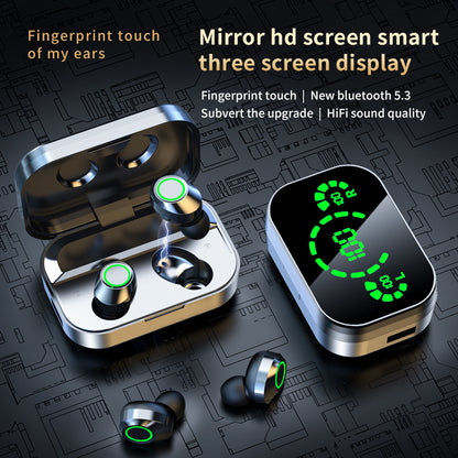 YD03 Wireless Bluetooth-compatible Headset TWS Large Screen Smart Digital Display In Ear Breathing Light - Rendtronics