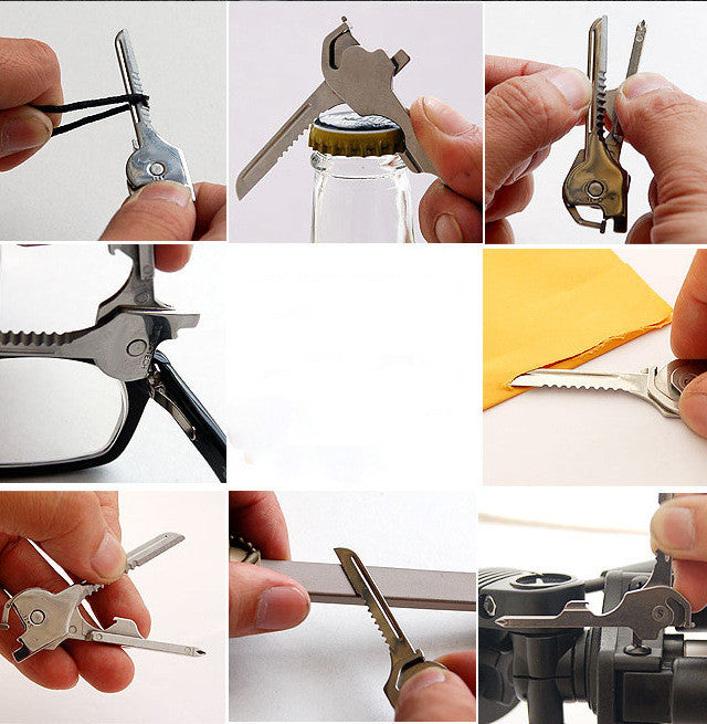 Multipurpose Keychain Key Survive Pocket Opener Shape Mini Multi Gear Utility Tech Tool Ring Screwdriver - Rendtronics