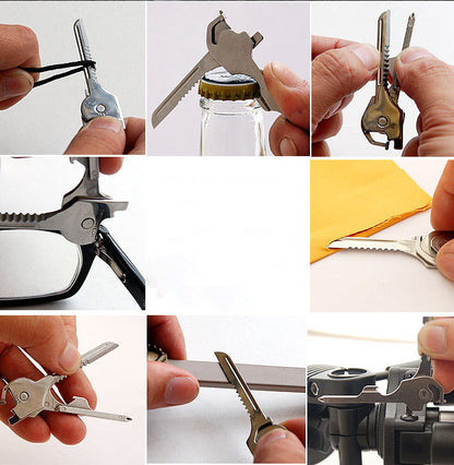 Multipurpose Keychain Key Survive Pocket Opener Shape Mini Multi Gear Utility Tech Tool Ring Screwdriver - Rendtronics