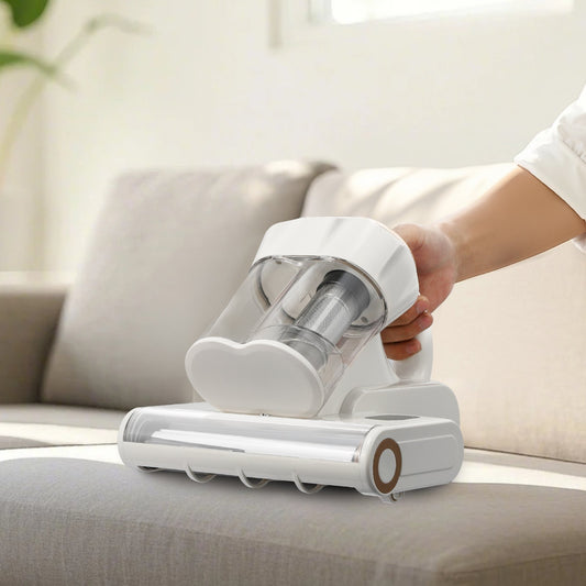 Mattress Vacuum Cleaner, 550W Bed Vacuum Cleaner With 18Kpa Powerful Suction And Dual Dust Bin, HEPA Filter & Heating, Ultrasound Tech & Cleaning Lights, Handheld For Bed, Sofa, Corded, White - Rendtronics