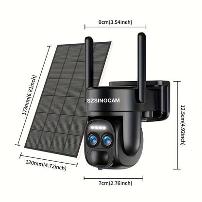 Dual-Lens Solar Security Camera with 8X Zoom by TM